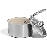 Made In Cookware - 2 QT CeramiClad Non Stick Saucepan with Lid - 5-Ply Stainless Clad with Stay-Cool Handle - Professional Cookware - Crafted in Italy - Induction Compatible