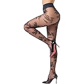 LABELLA Perfect Floral Patterned Sheer Pantyhose,Sexy Lace Tights For Women