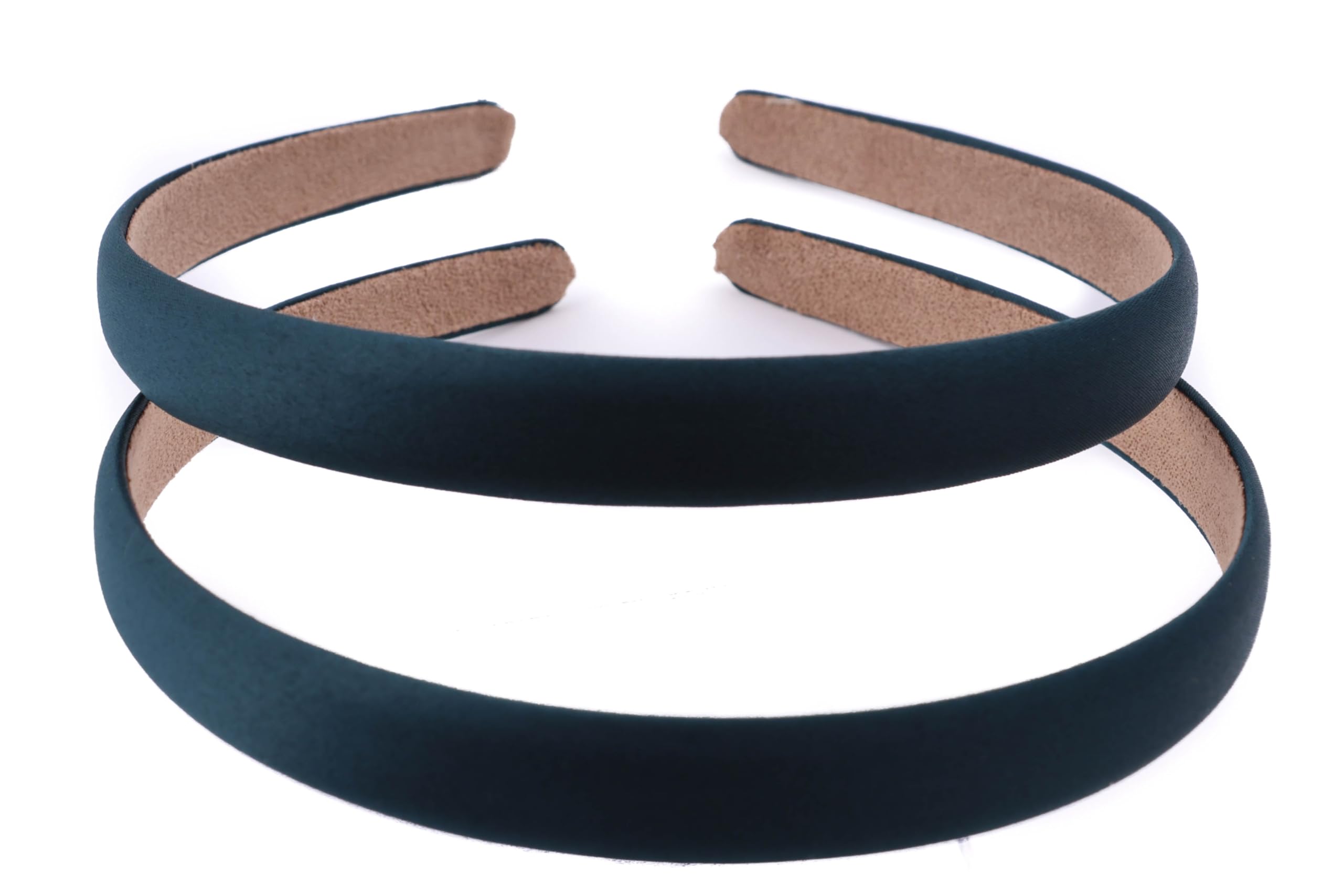 Mytoptrendz 2 PCS Satin Headbands for Womens 0.6 Inch Wide Head Band Fashion Solid Alice Hair Bands Anti-slip For Girls School, Bridesmaid Costum Party & DIY Accessories(Dark Green)