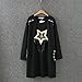 VIGVOG Women Casual Star Black Pullover Jersey Chunky Long Ribbed Tops Black X-Large