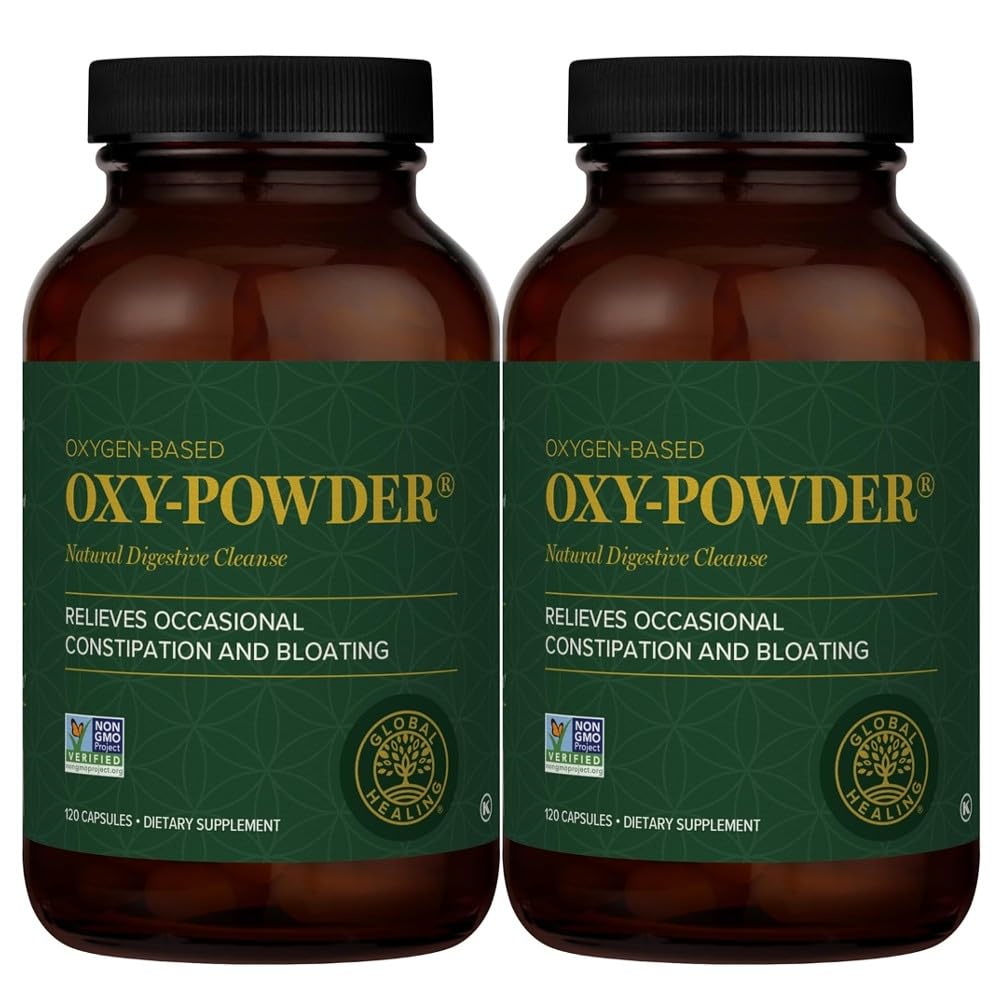 Global Healing Center Oxy-Powder Colon Cleanse Detox - Limpiador intestinal seguro y natural a base de oxígeno, 120 unidades (paquete de 2)
