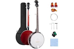 MIRIO Banjo 5 String, 41Inch Full Size Banjos Beginner Kit, Remo Head Resonator Banjoe Closed Back with 24 Bracket Starter Accessories for Adults Teens Starters