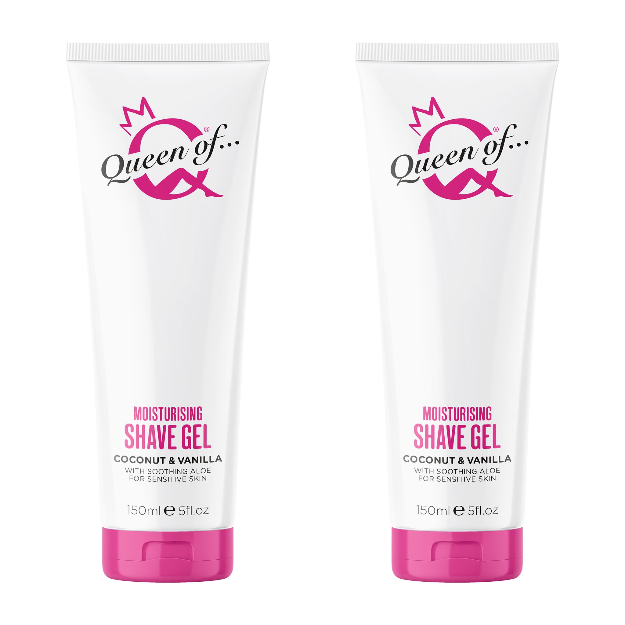 Queen of Ooh la la! Coconut and Vanilla Womens Shaving Gel, Sensitive Moisturising Shaving Cream For Women, 2x150ml