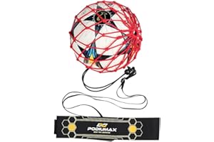 PodiuMax Hands-Free Soccer Kick/Throw Trainer, New Ball Locked Net Design, Adjustable Waist Belt & Cord Suit for All Levels (Fits Ball Size 3, 4, 5)