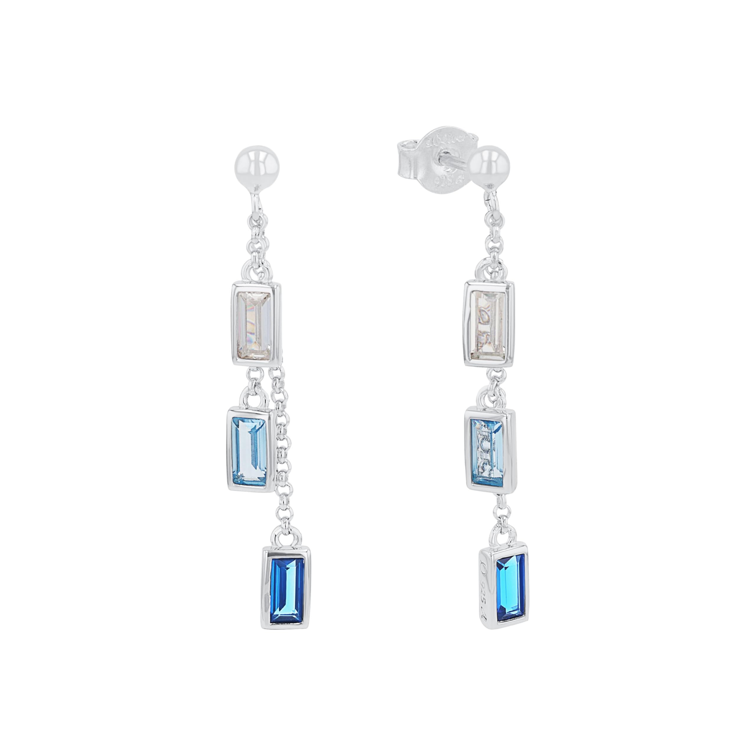 s.Oliver Stud earrings Women Ear jewelry, with Zirconia synth., 3,4 cm, Blue, Comes in jewelry gift box, 2031452