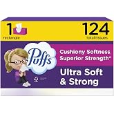Puffs Facial Tissues Ultra Soft, 1 Rectangle Box, 124 Facial Tissues per Box, Allergies and Colds (Packaging May Vary)