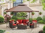 Sunjoy D-GZ076PST-D 11.4' X 13.2' Madison Pavilion Hex Shape Soft Top Gazebo with Serving Shelf