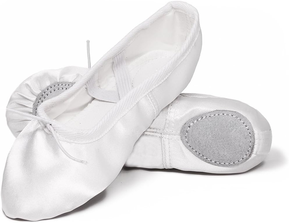 Girls Pink Ballet Dance Shoes Split Sole with Satin Ballet Slippers Flats Gymnastics Shoes BA01(Toddler/Little Kid/Big Kid)