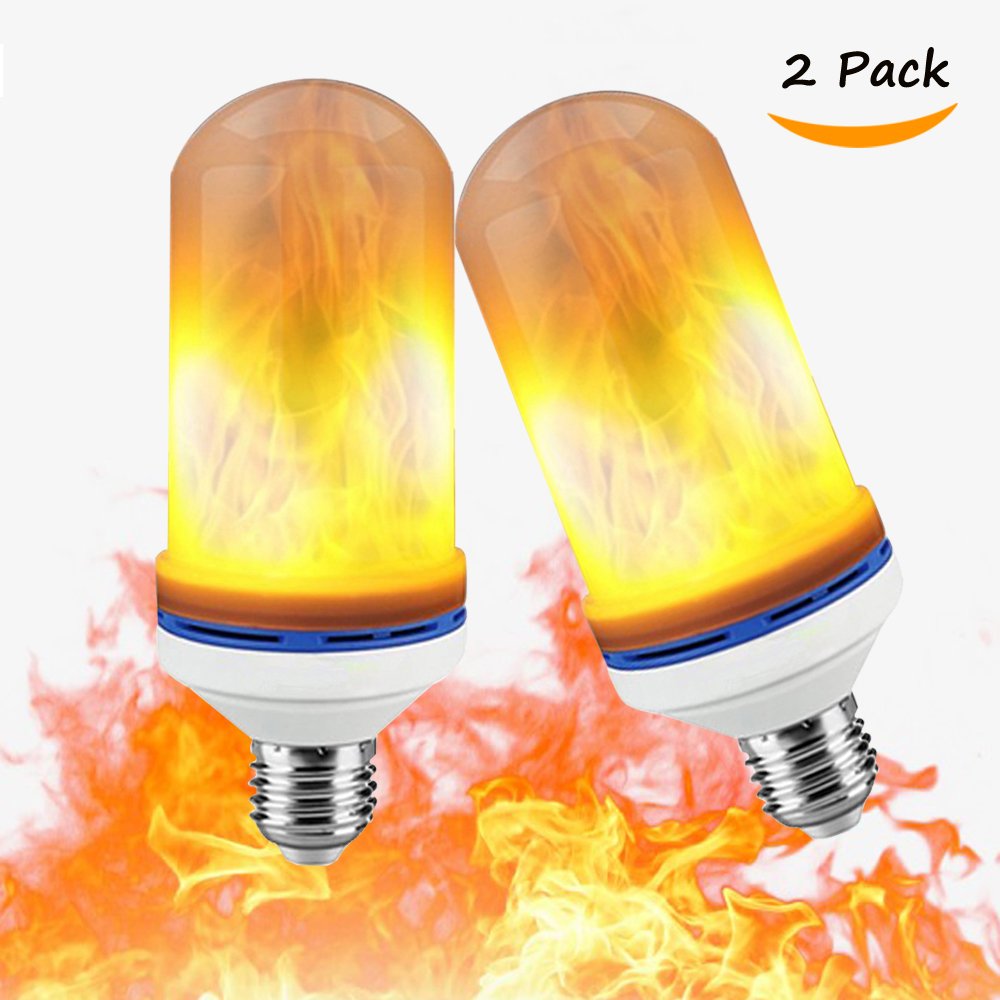 JESWELL LED Flame Light Bulb, 3 Light Modes Flicker Light Bulb, E27 Base Fire Effect Light Bulb for Home Decor (Pack of 2)