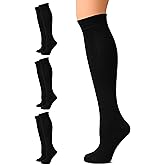 LAETAN Women's Cotton Knee High Socks, Long Tube Dress Socks | Soft, Lightweight & Stretchy | Shoe Size: 5-8/8-11, 3 Pairs