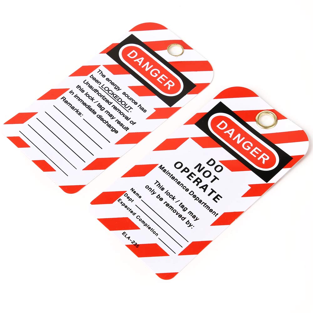 POFET 20PCS Lockout Tagout Tags - Plastique nylon avec attaches zippées | Danger Ne pas utiliser Loto Tag - Conformité Tats de sécurité pour le verrouillage , la mise hors service