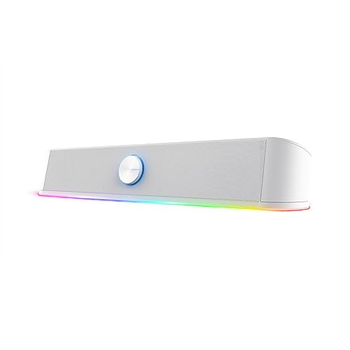 Trust Gaming GXT 619W Thorne Soundbar mit RGB Beleuchtung 12W, Stereo Computer Boxen, Klinke 3,5 mm AUX, Kompakte 2.0 PC Lautsprecher USB für Desktop,