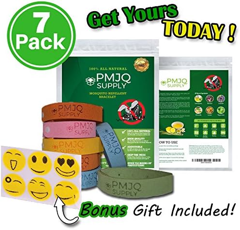 Mosquito Repellent Bracelet - 7 Pack + Bonus Gift, Keep Bugs/Insects Away This Summer! 100% All Natural, Non-Toxic, Safe for Kids, Deet-Free! Materials! Perfect for Outdoor Activities!