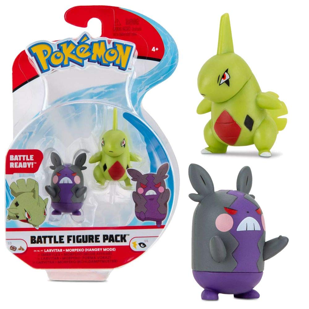 Pokemon Selection Battle Figures Action Figure | Collectible Play Figure, Play Figure:Larvitar & Morpeko