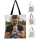 xrlsg Custom Canvas Tote Bags for Women Personalized Grocery Tote Bags with Your Photo Logo Text Reusable for Beach, Travel