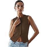 Women’s Button Down Tank Tops Ribbed Summer Vest Button Up Open Front Sleeveless Slim Fit Crop Going Out Tops