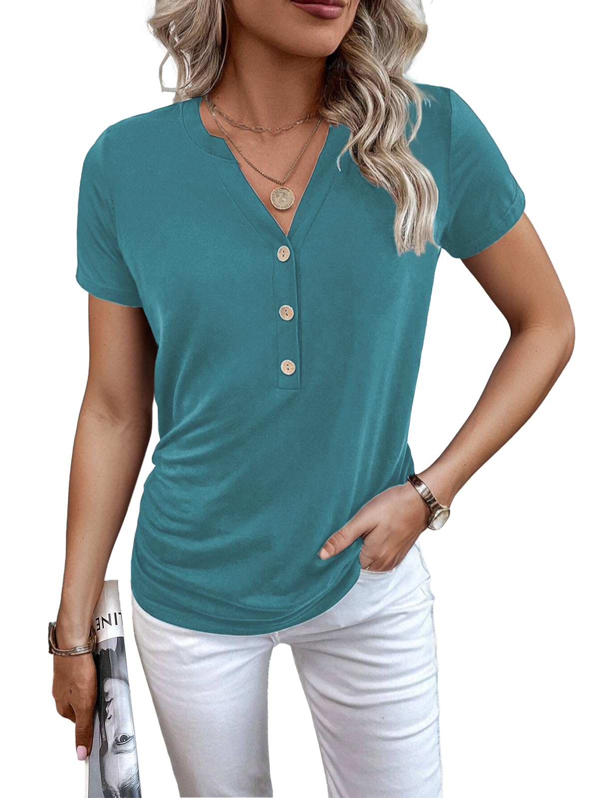 Women's Short Sleeve T-Shirt - Fashion Cross-Front Top For Spring & Summer