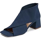 LEHOOR Women Chunky Heel Open Toe Booties Suede Side Cut-Out Ankle Boots Square Peep Toe 2 Inch Block Mid Heels Dress Heeled Sandal Booties Back Zipper Summer Casual Size 4-11 M US