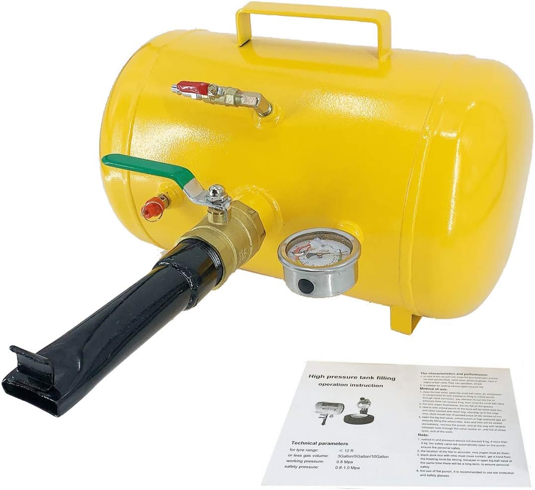 Yellow DOMINTY Gallon Bead Seater Tire Seating Blaster Inflator 19 L /5