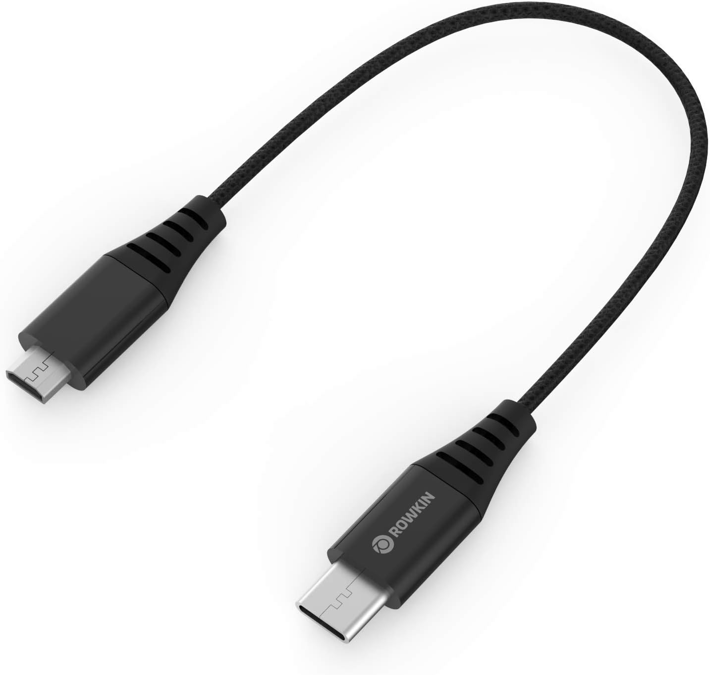 Rowkin USB C to Micro USB Cable (Micro-USB to USB-C), 1 Foot (30 cm). Standard Length, Tangle-Free Braid, Fast Charging, Hi-Speed Data Transfer, Durable Type-C Cable for MacBook & Android Devices