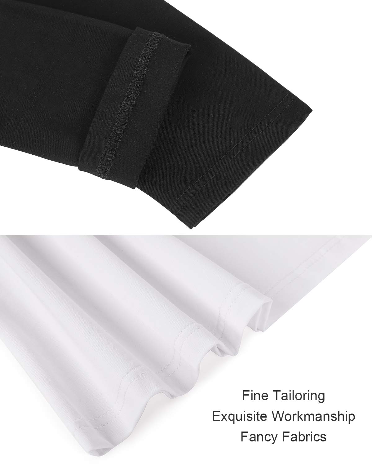 LEMONMOON Women\'s 3/4 Sleeve T-Shirt Round Neck Top Baseball Tee(SS001W/White and Blacks)