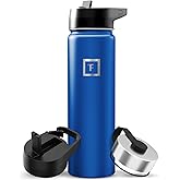 IRON °FLASK Camping & Hiking Hydration Flask with Straw, Wide Mouth Insulated Stainless Steel Sports Water Bottle - 22 oz Twilight Blue