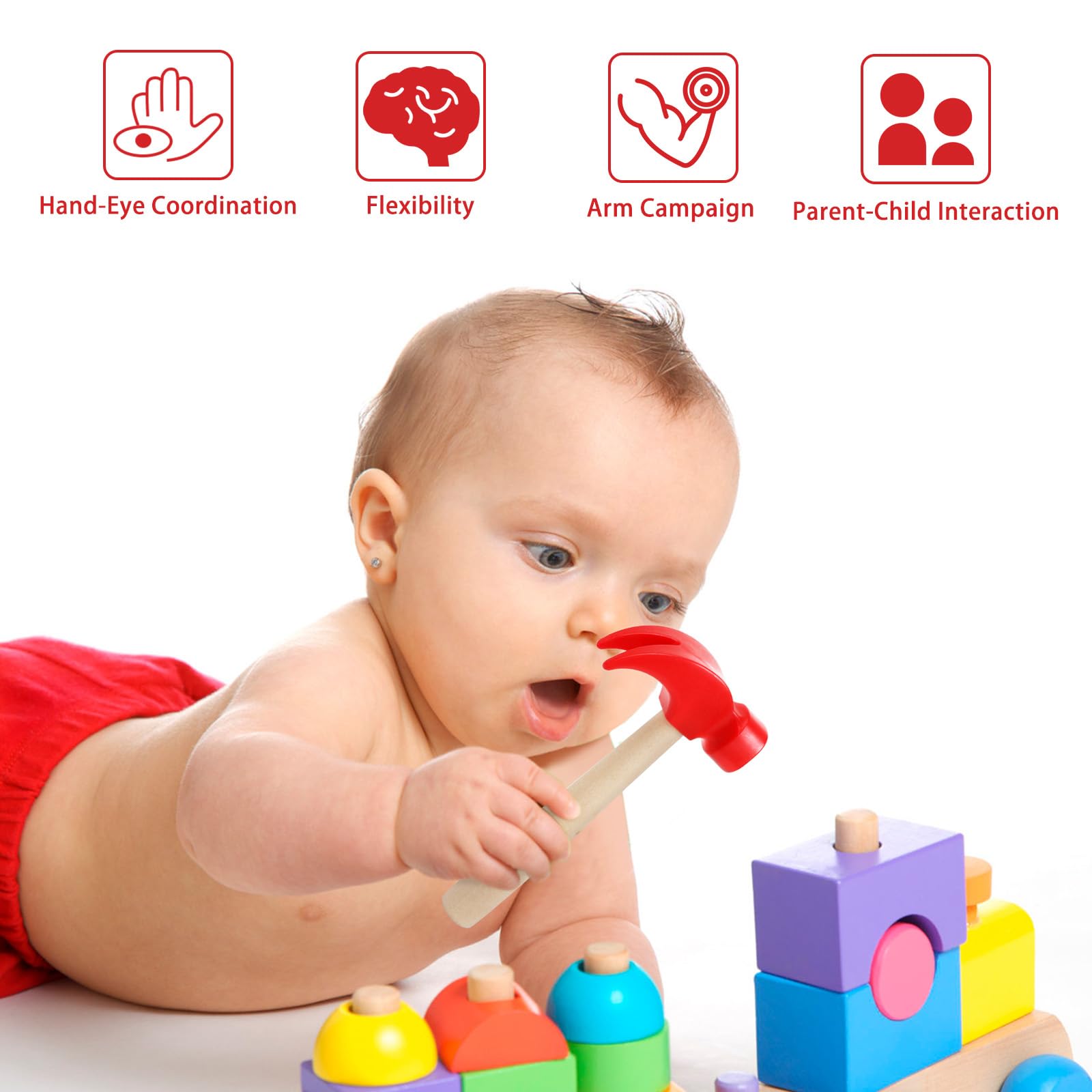 Waenerec 2pcs Toy Hammer Simulation Wooden Hammers Small Plastic Toddler Claw Hammer Portable Kids Maintenance Tools Toys Pretend Play Fake Mallet Hammers for Boys Girls