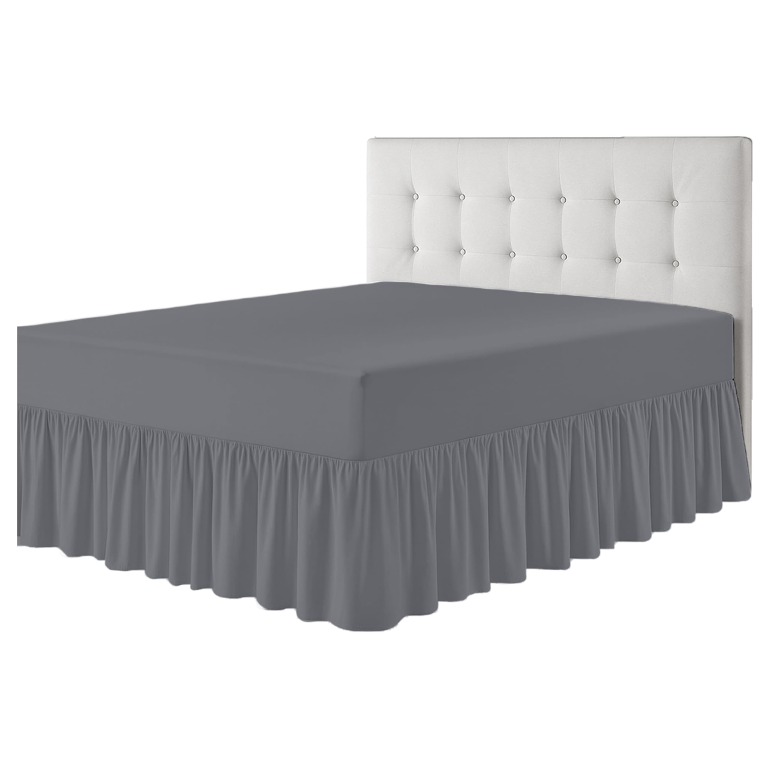 Rohi Luxury Deep Fitted Valance Sheet Super King - Easy Care Plain Dyed Valance Fitted Sheet with 30cm Deep Frill - Hypoallergenic - Fit over Mattress (Super King, Grey) โ image 1