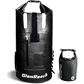 Glamreach 55L Dry Bag for Men - Heavy Duty Waterproof Backpack, Large Roll Top Rip-Resistant Rucksack for Kayaking, Camping, Boating, Hiking, Fishing & Travel with 2L dry bag (Black,55L)
