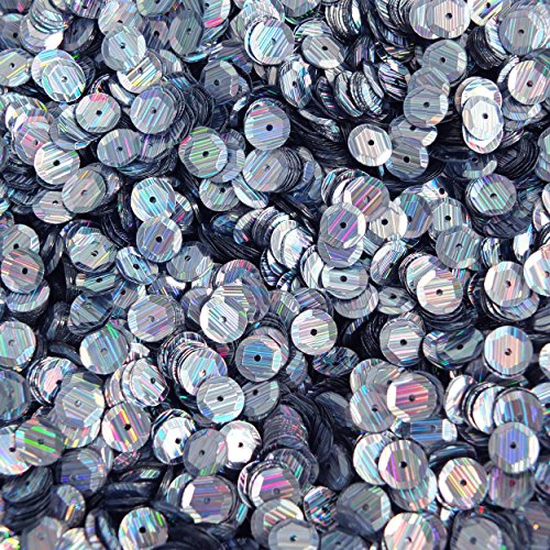8mm Cup Sequins Hematite Blue Gray City Lights Metallic Reflective. Made in USA