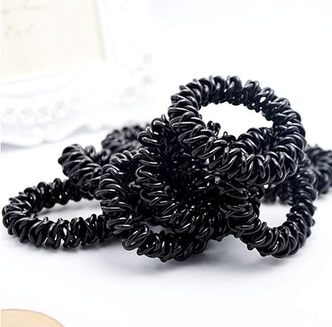 Buy Funjia Black 02 20pcs Spiral Hair Ties Plastic Elastics Hair