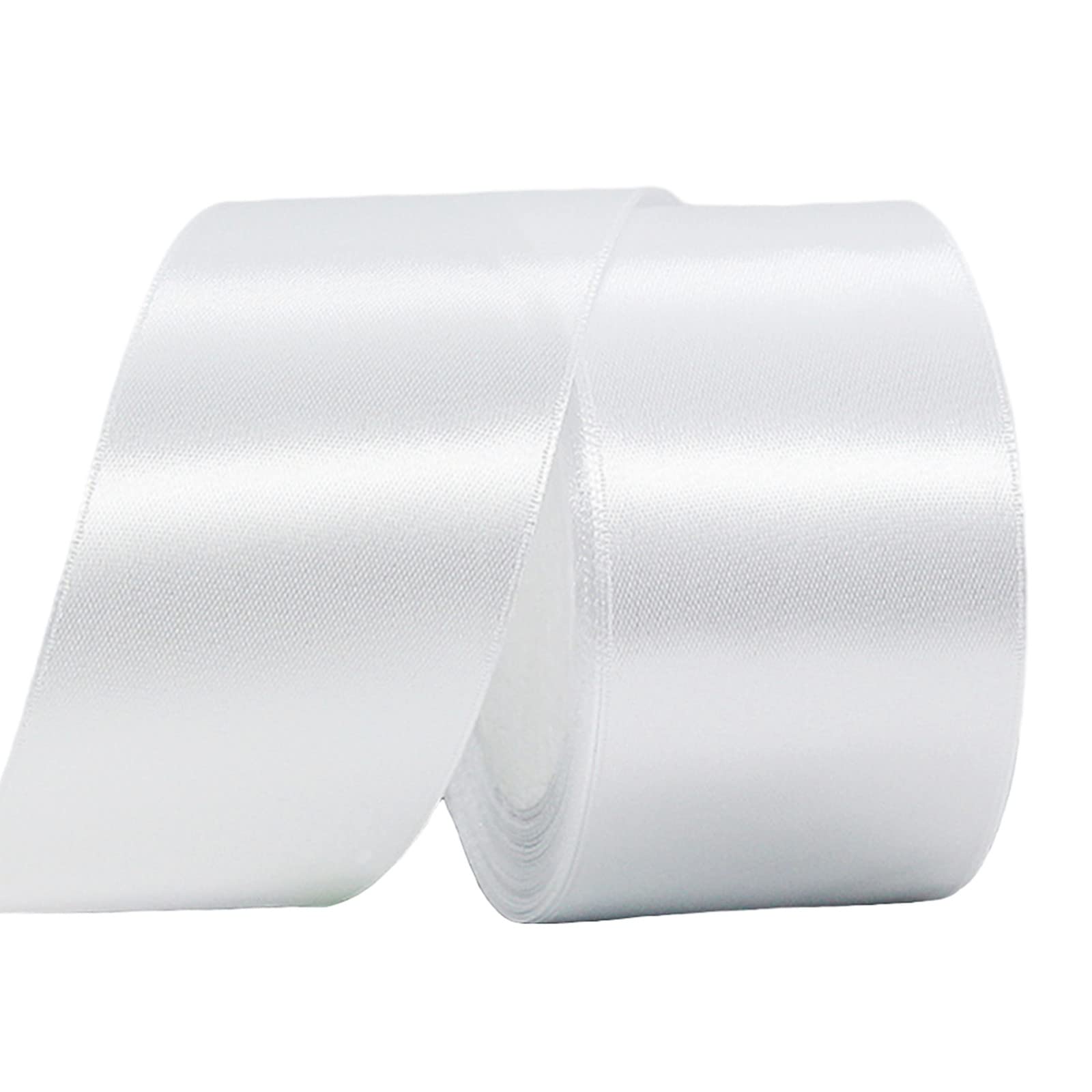 50mm Wide White Ribbon Thick Wedding Car Ribbon 22m, 2 inch Thick White Satin Ribbon for Gift Wrapping Wedding Car Christmas Birthday Cake Hair Bow Florist Bouquet Crafts Decorations