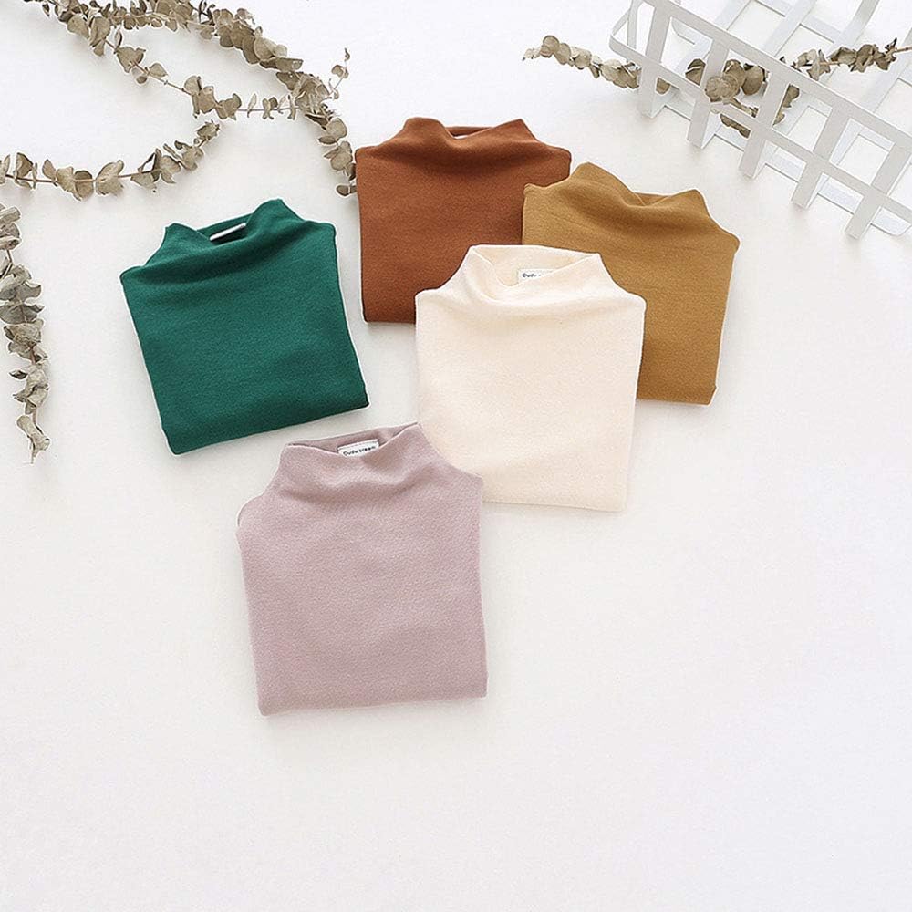 MODNTOGA Kids Baby Girls Basic Solid Color Turtleneck T-Shirt Tops Long Sleeve Clothes: Clothing