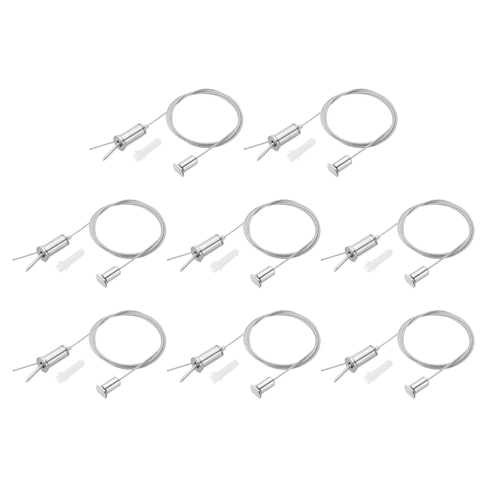 PATIKIL Ceiling Hanging Wire Cable Kit, 1m/3.3ft 8 Set Adjustable Light Suspend Cable Kit Panel Hanging Rope Clamp Oval Nail for Pendant Light Fitting Aquarium Lights, Style 1