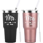 Mamihlap Mr and Mrs Est 2026 Travel Mug 30oz Tumbler.Newlyweds Couples Wife Bride To Be Newly Engaged Bridal Shower Gifts.Wedding Tumbler Idea for Bridal Showers Engagement.(Black&Rose Gold)
