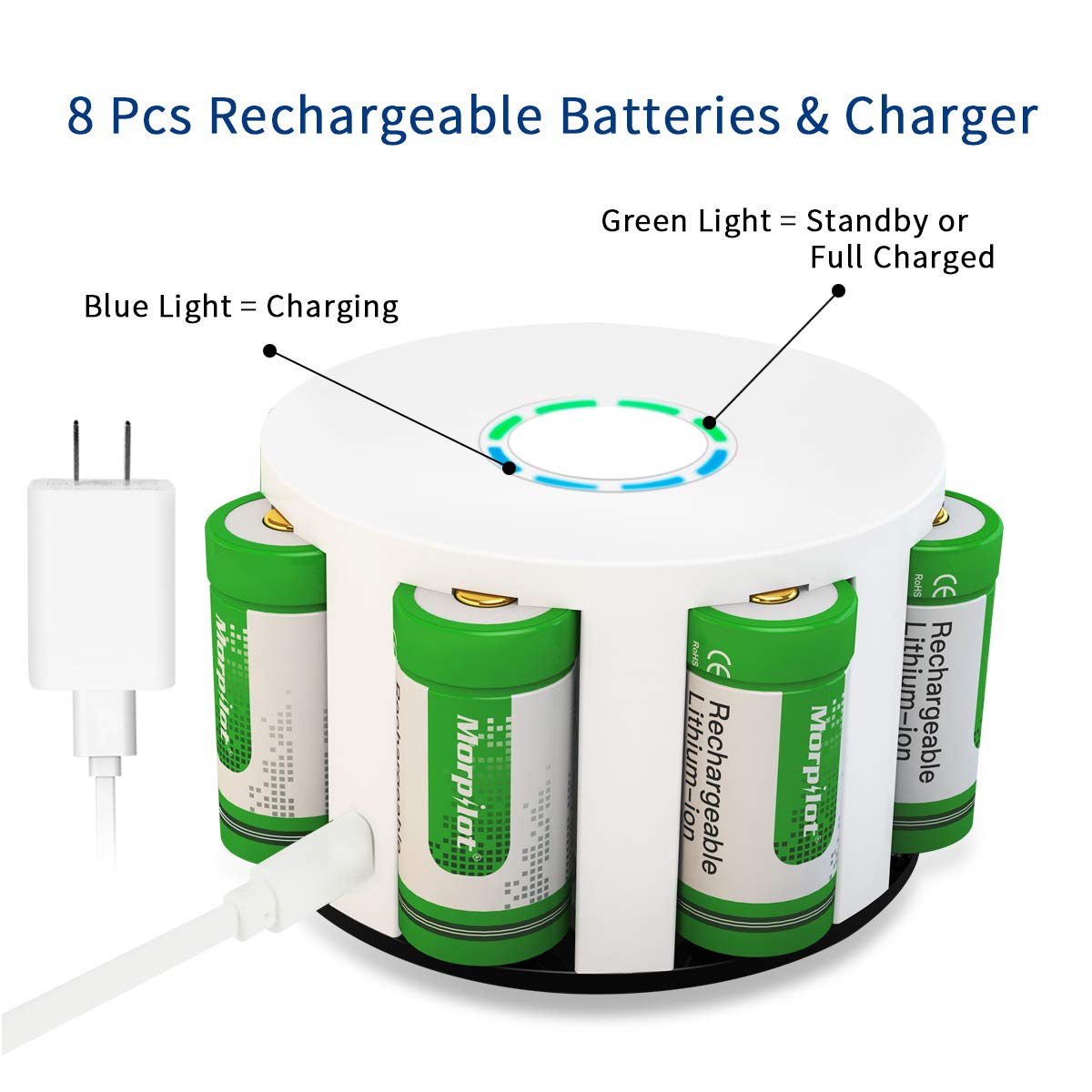 RCR123A Batteria Ricaricabile, Morpilot RCR123A Ricaricabili 3.7V 700mAh per Fotocamera Arlo, Caricare 500 Volte Riutilizzabile, Professionale per Fotocamera Arlo VMS3030/3130/3230/3330/3430(12PCS)