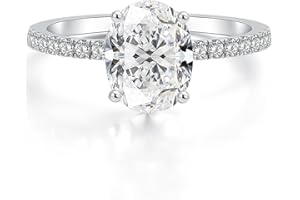 Oivley 2CT Pear Shaped Engagement Rings for Women Sterling Silver Rings with 18K White Gold Plated Cubic Zirconia Wedding Rin