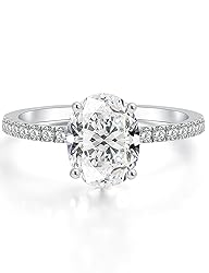 Oivley 2CT Oval Engagement Rings for Women Sterling