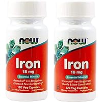 Now Foods Iron Ferrochel(r), 120 Vcaps 18 mg(Pack of 2)