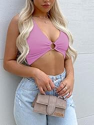 AEVZIV Sexy Crop Tops for Women Sleeveless Deep V