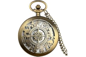 Fogitbok Vintage Quartz Pocket Watches for Men with Chains Pendant Pocket Watch Women’s Necklace Watches Unique Designs with Box