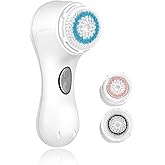 Microtree Electric Facial Cleansing Brush, Sonic Vibrating Rechargeable Face Scrubber Exfoliator, 2 Speeds for Gentle Clean, Face Brushes for Cleansing, Waterproof Face Wash Brush