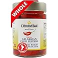 L'Oro Del Sud Certified Authentic, Whole Calabrian Chili Peppers In Oil, 9.8 oz (280 g), Grown and Packed in Calabria Italy, Authentic Italian, Spicy and Savory Taste, Peperoncini Calabrese