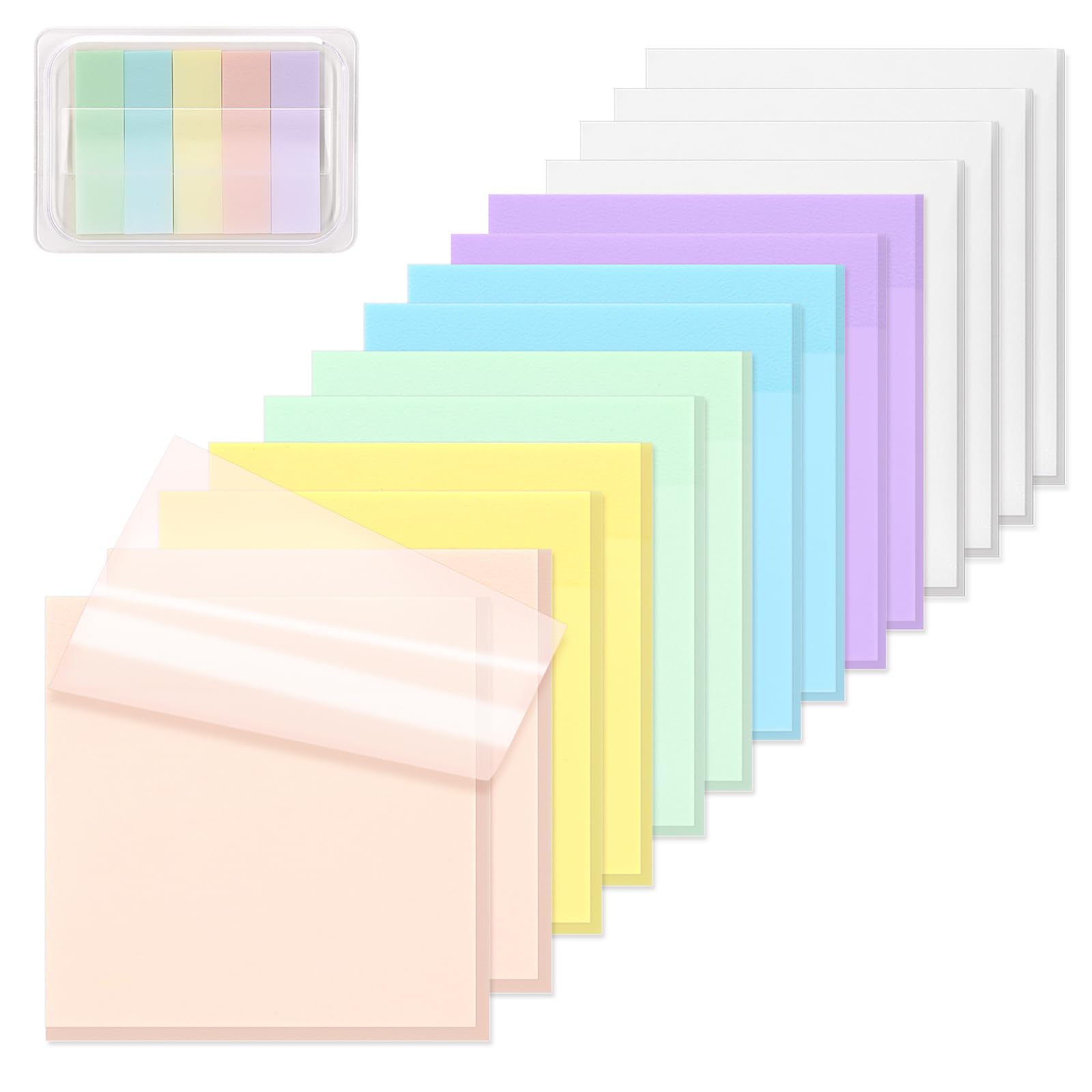 Photo 1 of ?SYMDROMIA Transparent Sticky Notes, 3"x3" Clear Sticky Notes, Post Translucent with See Through Self-Adhesive Sticky Pads for Office School College Supplies, 800 Sheets Bright Morandi