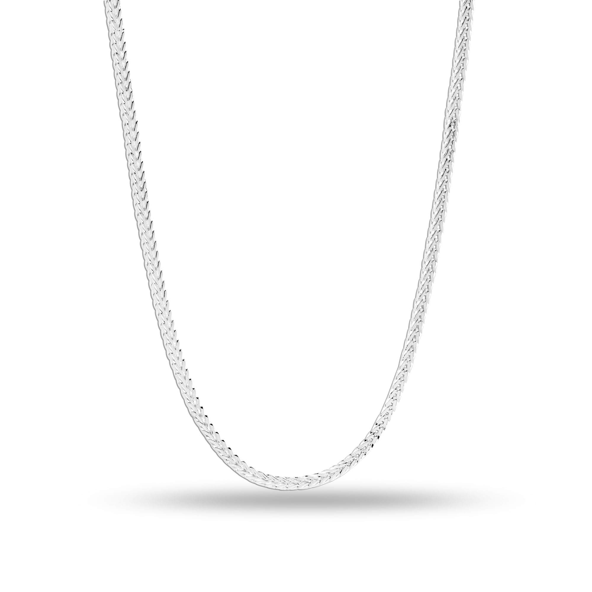 LeCalla 925 Sterling Silver Italian Fox-Tail Rope Chain Necklace for Women 24 Inches