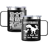 Culaiwan Dad Gifts from Daughter Son, DADDYSAURUS 12oz Stainless Steel Insulated Mug Tumbler with Lid for Dad, Men's Gifts for Ideas for Father's Day Christmas
