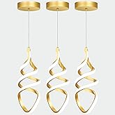 Pendant Lights,3 Pack Brushed Gold Pendant Lighting for Kitchen Island,LED Pendant Lights 3 Color Temperature,Modern Pendant 