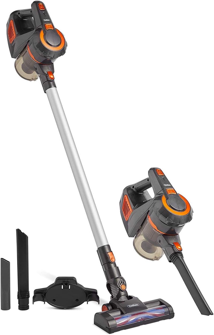 VonHaus 220 Volt 2 in 1 Cordless Stick Vacuum Cleaner | 9Kpa Suction | for Hard Floors and Carpet | Includes Washable HEPA Filter Bundle with Dynastar Plug Adapters-220 Volt (NOT for USA)