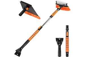 XDOVET Snow Brush Extendable Ice Scraper for Truck SUV with Ergonomic Grip, Detachable Snow Broom Ice Scrapers for Car Windshield Multifunctional Snow Removal Cleaner Tool 34" to 44"