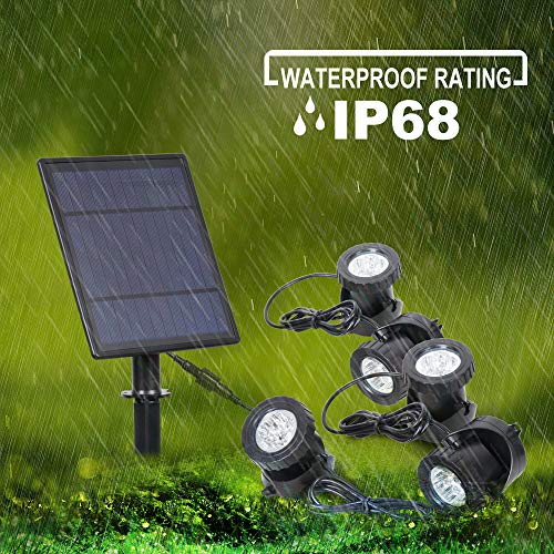 image for T-SUN Solar Pond Lights, 5 Headlamp RGB LED Spotlights Outdoor Securit